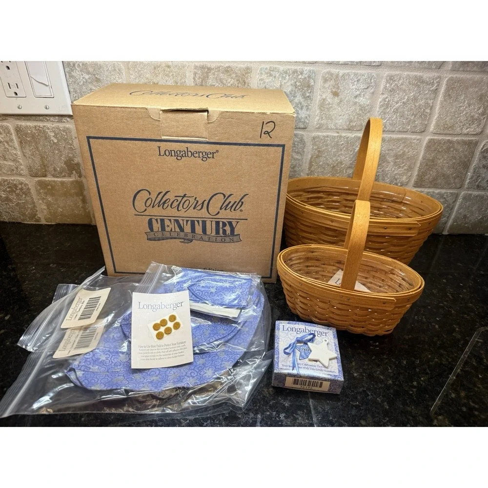Longaberger Collector Club Rare 2000 Century Basket Double Set Retired‎ NEW